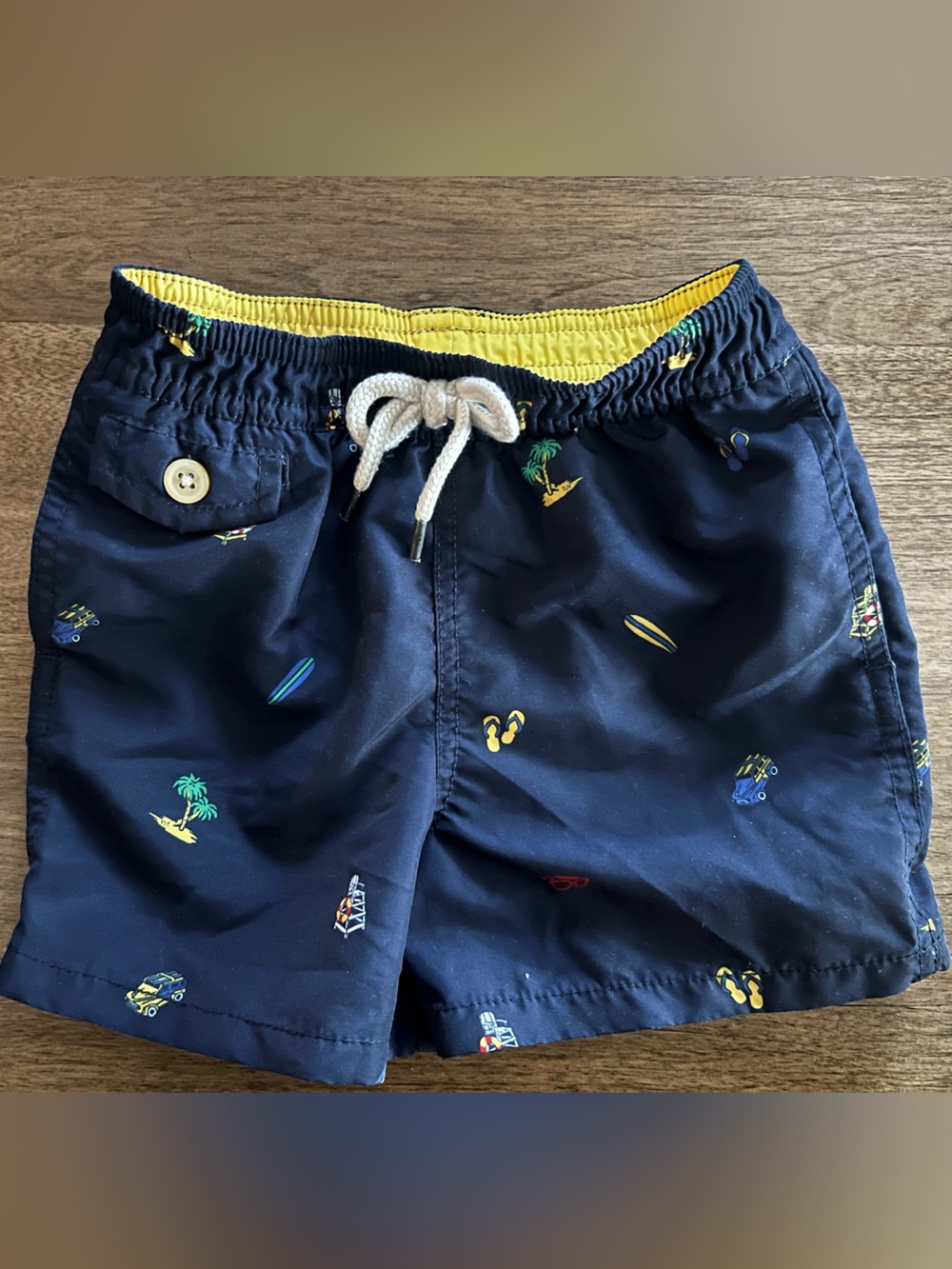 Ralph Lauren Yellow Elastic Waistband Swim Shorts